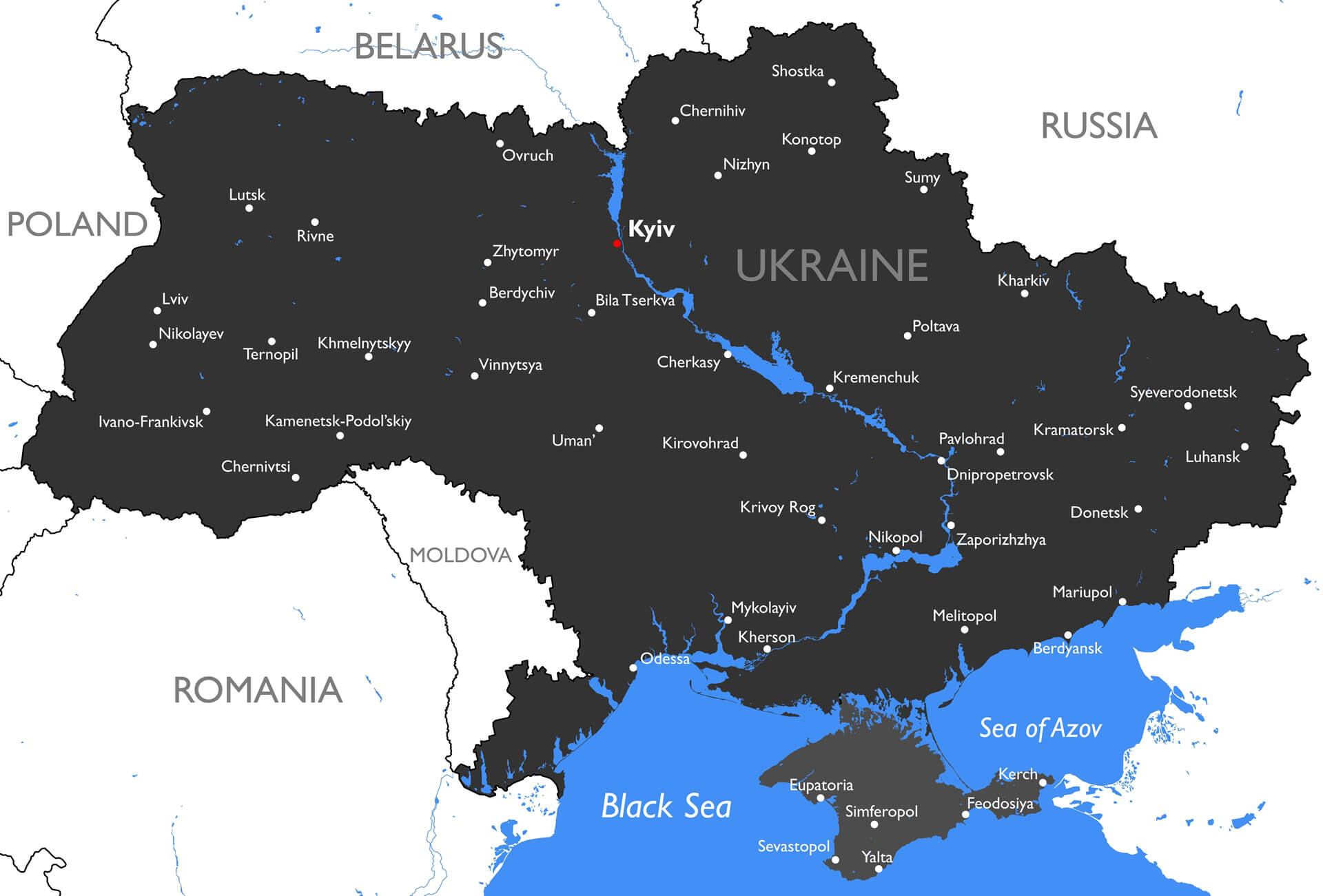 Vector Detailed Color Ukraine Map